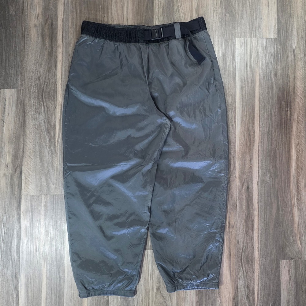 Nike Mens XL Grey Mesh Lined Windbreaker Pants Buckle Belt Joggers G-0101